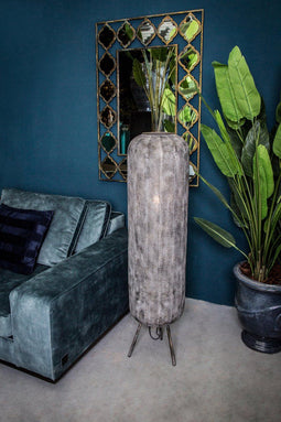 PTMD Fraya Ronde Vloerlamp - H121 x Ø30,5 cm - Metaal - Grijs