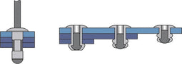 Bralo 1100004825 Blindklinknagel (Ø x l) 4.8 mm x 25 mm Staal Aluminium 100 stuk(s)