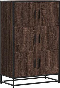 vidaXL - Hoge - kast - 68x35x106,5cm - bewerkt - hout - en - metaal - bruin - eikenkleur