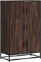 vidaXL - Hoge - kast - 68x35x106,5cm - bewerkt - hout - en - metaal - bruin - eikenkleur