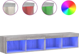 vidaXL - Tv-meubels - met - LED-verlichting - 2 - st - 80x30x30 - cm - grijs - sonoma
