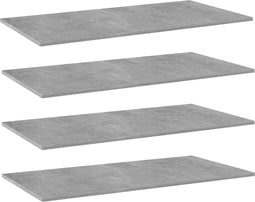 vidaXL - Wandschappen - 4 - st - 80x30x1,5 - cm - bewerkt - hout - betongrijs