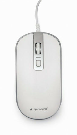 Gembird MUS-4B-06-WS - Optische muis - 4 knoppen - 1200 DPI - Zilver/Wit