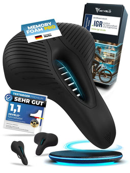 MIVELO Comfort Pro - Fietszadel - Ergonomisch 100% Waterdicht 28 x 17.5 cm 120 kg - Zwart