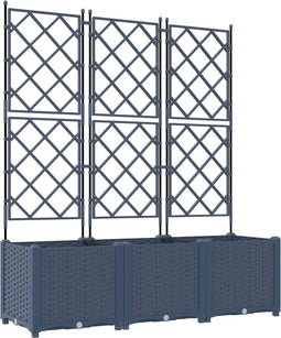 vidaXL - Tuinplanter - met - Trellis - 3 - stuks - Grijs - 120x40x143 - cm