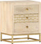 vidaXL - Nachtkastje - 40x30x50 - cm - massief - mangohout - goudkleurig