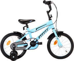 vidaXL - Kinderfiets - 14 - inch - zwart - en - blauw