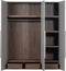 WOOOD Rens Kledingkast 3-Deurs - Noten/Grijs - 210x165x58