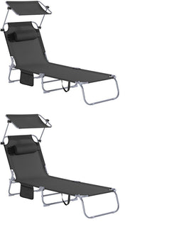 SoBuy OGS48-SCHx2 - Opvouwbare Schommelstoel - Verstelbare schommelstand - Zwart (2 stuks)