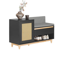 SoBuy FSR128-SCH - Schoenenbank met gewatteerd kussen - 100 x 35 x 60 cm - Zwart