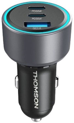 THOMSON 60W - Autolader - 2 USB-C PD 30W + USB-A QC 3.0 18W