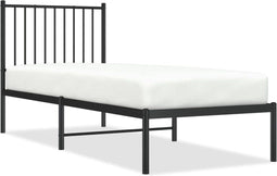 vidaXL - Bedframe - met - hoofdbord - metaal - zwart - 75x190 - cm