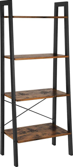Wandkast Stoer metaal hout industrieel design open boekenkast 137 cm hoog zwart