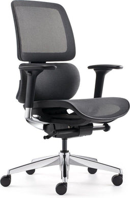 BENS 839DCR-Synchro-3 - Luxe Ergonomische Bureaustoel - Zwevende Zitting - Gepolijst Aluminium Voete