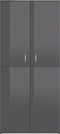vidaXL - Schoenenkast - 80x39x178 - cm - bewerkt - hout - hoogglans - grijs