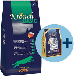Kronch basic adult met gratis kronch 100% zalmsnacks hondenvoer (13,5 kg + 600 gr)