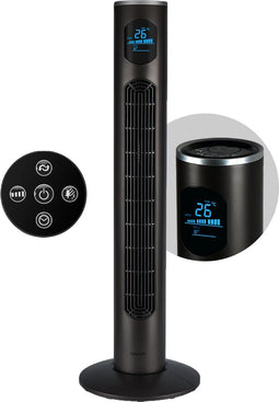 KRAFT Torenventilator - Stille Vloerventilator 97 cm - LED Scherm - Donkergrijs