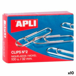Apli Clip Nº 2 - Kantooraccessoire - Zilverkleurig Nikkel 32 mm (10 stuks)