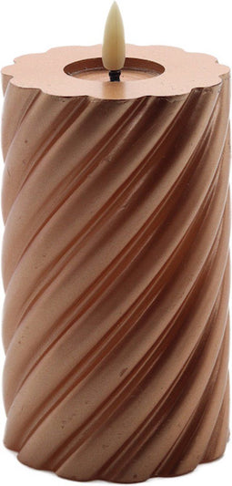 swirl led kaars copper 12,5x7,5cm