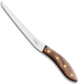 Robert Herder Fileermes SeaKnives - Edwin Vinke's - Flexibel - RVS - Lemmet 170 mm - Heft Walnotenhout