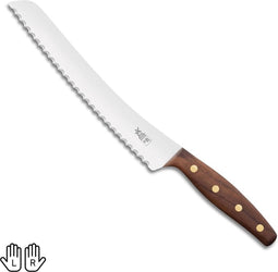 Robert Herder KB2 Broodmes - RVS - Gekarteld - Lemmet 22.5 cm - Heft Walnotenhout