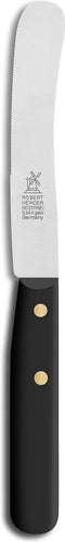 Robert Herder Ontbijtmes - Buckels - RVS - Gekarteld - Lemmet 118 mm - Heft POM Zwart