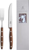 Robert Herder Windmühle Steakvork en Steakmes - RVS - Fijne Kartel - Lemmet 12.5 cm - Heft Pruimenhout