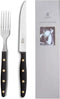 Robert Herder Windmühle Steakvork en Steakmes - RVS - Fijne Kartel - Lemmet 12.5 cm - Heft POM Zwart