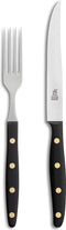 Robert Herder Windmühle Steakvork en Steakmes - RVS - Fijne Kartel - Lemmet 12.5 cm - Heft POM Zwart