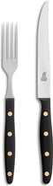Robert Herder Windmühle Steakvork en Steakmes - RVS - Glad - Lemmet 12.5 cm - Heft POM Zwart
