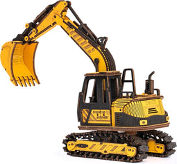 Robotime Excavator TG508K - 3D puzzel - Houten bouwpakket - Knutselen - Miniatuur
