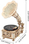 Robotime Klassieke Elektrische & Handgrammofoon LKB01D - Houten Modelbouw