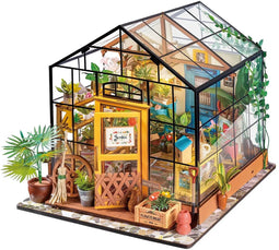 Robotime modelbouw Miniatuur bouwpakket Cathy's Flower House hout/papier/kunststof - 195mm hoog x 175mm breed x 175mm diep - met lampje