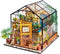 Robotime modelbouw Miniatuur bouwpakket Cathy's Flower House hout/papier/kunststof - 195mm hoog x 175mm breed x 175mm diep - met lampje