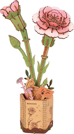 Robotime Pink Carnation TW051 - Knutselen - DIY - Houten bouwpakket - Volwassenen - Bloemen - Creatief