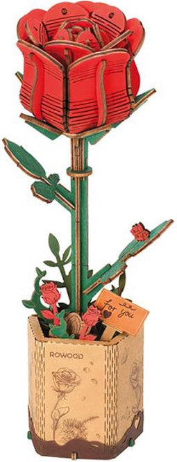 Robotime Red Rose TW042 - Rode Roos - Knutselen - DIY - Houten bouwpakket - Volwassenen - Bloemen - Creatief