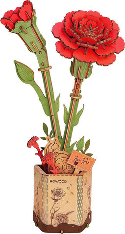 Robotime Robotime Red Carnation TW052 - Knutselen - DIY - Houten bouwpakket - Volwassenen - Bloemen - Creatief
