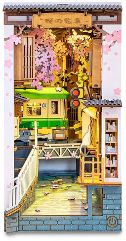 Robotime Sakura Densya | Houten Book Nook DIY-miniatuurhuis | TGB01 | Knutselen | Bouwpakket | Hobby | Boekensteun | Creatief