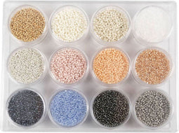 Rocailles, pastelkleuren, d 1,7 mm, afm 15/0 , gatgrootte 0,5-0,8 mm, 12x15 gr/ 1 doos