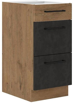 ROCK - Braadkast - 3 lades - 40 cm - Lancelot eik en matera grijs - CUISINIER