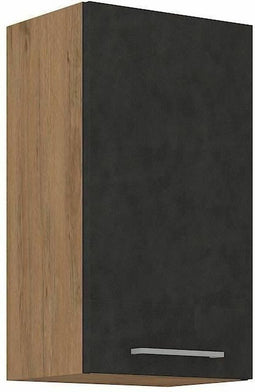 ROCK hoge kast - Melamine met lancelot eiken en matera grijs decor - 1 deur - L40 x H72 cm