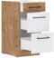 ROCK - Lage kast - Lancelot eiken en glanzend wit melamine - 40 cm - 3 laden - Werkblad niet inbegrepen