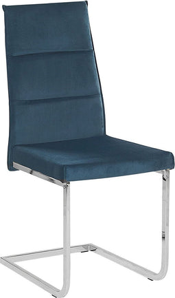 ROCKFORD - Eetkamerstoel - Blauw - Fluweel