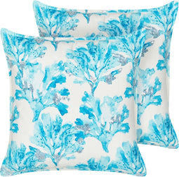 ROCKWEED - Sierkussen set van 2 - Wit/Blauw - 45 x 45 cm - Katoen