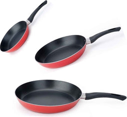 Rode Braadpannenset - 3 Pannen - Aluminium - Voor Inductie