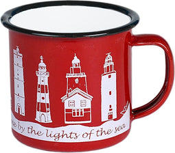 RODE EMAILLE BEKER MINI MUG (6X6CM) VUURTORENS - JOYIN