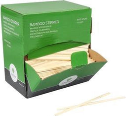 Roerstaafje bamboe 110 mm - 1.000 stuks - in handig doosje