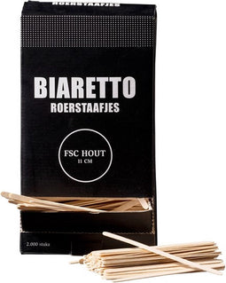 Roerstaafje Biaretto hout 11cm 2000 stuks