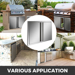 Roestvrijstalen BBQ-deuren-2 deurs 61 x 61 cm-Met Verzonken Handvat-Buitenkeuken Grill Station Kast