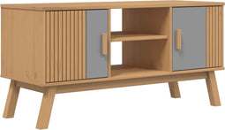 vidaXL - Tv-meubel - OLDEN - 114x43x57 - cm - grenenhout - grijs - en - bruin